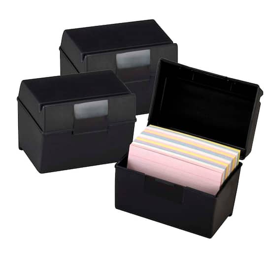 Oxford&#xAE; Black Plastic 4&#x22; x 6&#x22; Index Card Boxes, 3ct.